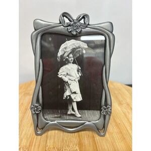 Vintage 1989 SEMO Pewter Art Nouveau Style Picture Frame Bow Floral 4"x 6" NOS